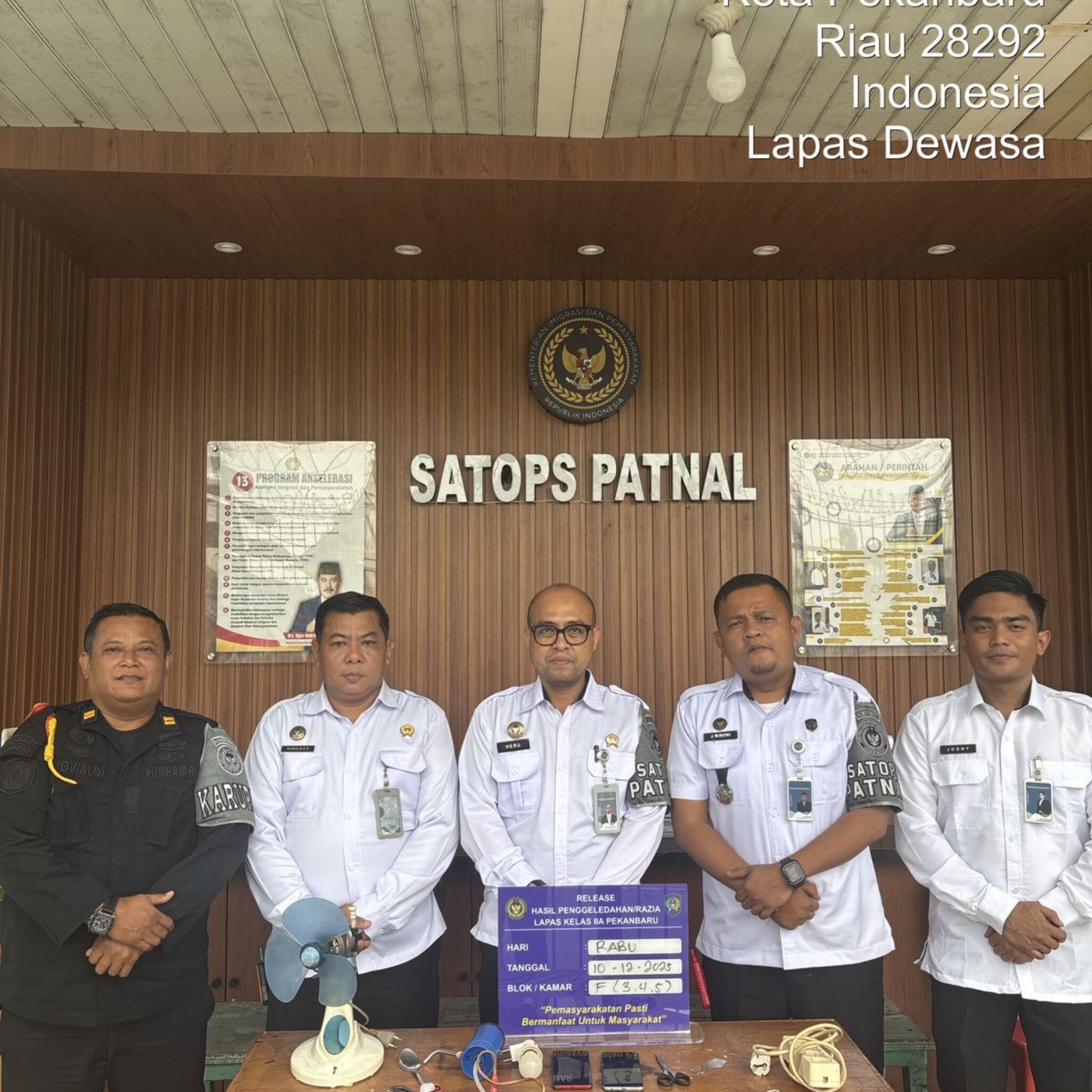 Razia di Lapas Kelas IIA Pekanbaru Temukan Dua Telepon Genggam dan Barang Terlarang Lainnya